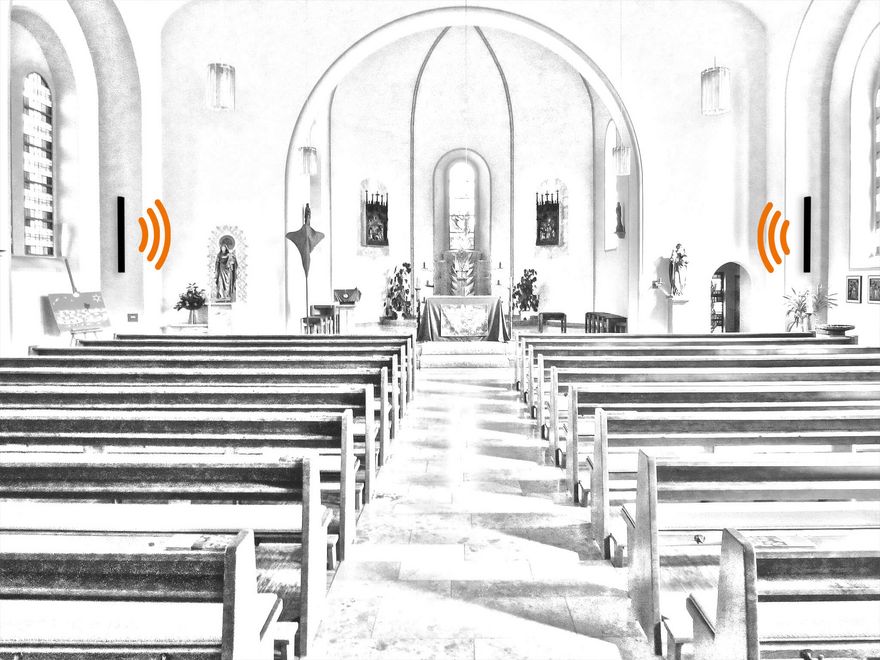FohhnLX 线声源扬声器适用于现场音乐的良好音质和动态传输，同时具有线声源系统的所有优点，如最大限度地减少教堂房间声学的干扰。