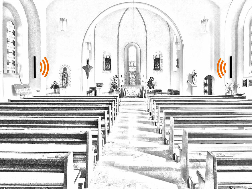 Los altavoces de fuente de línea LX de Fohhn son adecuados para la transmisión dinámica y de buen sonido de música en directo, al tiempo que ofrecen todas las ventajas de los sistemas de fuente de línea, como la minimización de los efectos de distracción de la acústica de la sala de la iglesia.