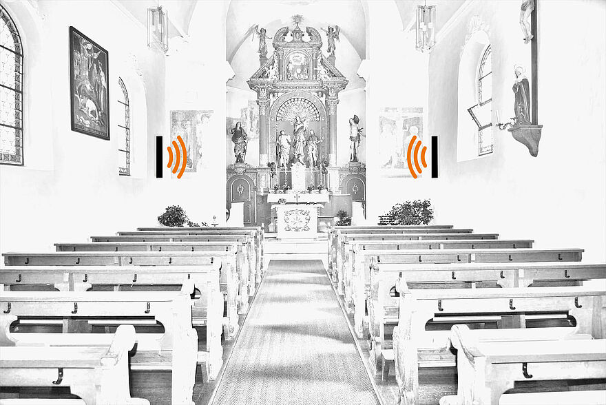 Fohhn LC line source speakers transmit the frequency range of speech and singing and are more cost-effective than other solutions for churches.